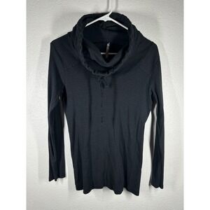 Blue Canoe Top Womens‎ S Black Striped Cowl Neck Long Sleeve Organic Cotton USA